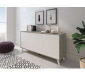 Aparador weddell, bufé de salón, aparador de salón, despensa de cocina, 154x40h72 cm, gris claro y blanco