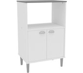 Mueble auxiliar cocina microondas color blanco con tapa gris 58x95 cm