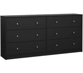 Aparador rick, aparador de salón, aparador de salón, despensa de cocina, 143 x 30 x 68 cm, negro
