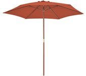 Sombrilla de jardín con palo de madera terracota 270 cm