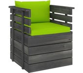 Sillón de jardín | silla de jardín | silla de exterior con cojines madera de pino cfw602085
