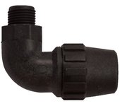 Codo rosca macho de polietileno para tubería de riego por goteo - varias medidas | 25mm x 3/4 (pack 10 uds)