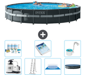 Paquete de piscina - intex - alrededor - 732x732x132 cm + accesorios a3021