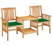 Vidaxl sillas y mesita de jardín con cojines madera maciza acacia