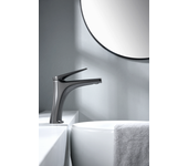 Imex - grifo monomando lavabo | grifo baño mezclador agua fria y caliente | grifo lavabo sobre encimera | serie delos | color black gun metal