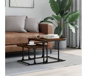 Mesa de centro nido 2 piezas de madera de roble marrón
