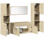 Vidaxl juego de muebles de baño 4 pzas contrachapada roble sonoma