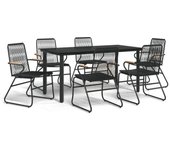 Vajilla de jardín 7 piezas pvc rattan negro