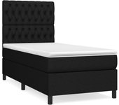 Cama somier tapizada con colchón de tela negra 90x190 cm