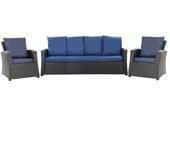 Cojines para muebles de jardín de poliratán para 5-6 plazas,cojines para sofá de ratán 180x50, cojines para sillones de jardín 2x50x56 azul