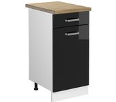 Vicco mueble bajo de cocina r-line, negro brillo intenso, 40 cm , et roble