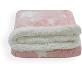 Acomoda textil - manta para bebé. manta para cuna 100x140 cm, manta bebé estrellas con borreguito, suave, cálida y ligera. (rosa)