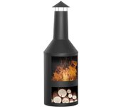 Chimenea de jardín de metal con atizador outsunny ø44,5x133 cm negro