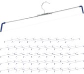 Pack de 50 perchas pantalones extensibles, faldas, antideslizantes, 30-50 cm ancho, metal-pvc, plateado-azul