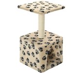 Rascador para gatos con poste de sisal 55 cm huellas beige