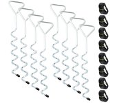 Kit de anclaje al suelo de 8 piezas para cama elástica, columpio, anclajes en espiral con correas, anclajes para cama elástica, anclajes de acero