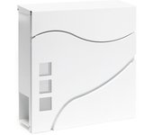 Wiltec buzón de diseño v28 blanco 370 x 105 x 370 mm, de pared con cerradura y hueco para el periódico, de acero con recubrimiento en polvo