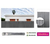 Hersig - cañizo pvc doble cara color gris oscuro | valla ocultación patio, jardin,balcón (150x300cm)