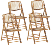 Beliani conjunto de 4 sillas de comedor plegable trentor madera de bambú natural