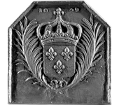 Placa de chimenea de hierro fundido flores de lis 1659  gris h. 70 cm x l. 70 cm