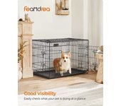 Jaula metálica para perros, transportín plegable, 91x58x64 cm