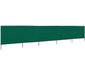 Paravientos de playa de 5 paneles tela verde 600x120 cm