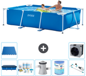 Paquete de piscina - intex - rectángulo - 260x160x65 cm + accesorios a142