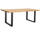 Mesa comedor industrial derby con pata metálica y tablero madera de 4 cm en roble selvaje 200 x100 cm