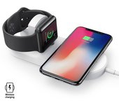 Cargador inalámbrico qi compatible con carga rápida fast charge para iphone, samsung, smartphones e apple watch 15x1x6 cm. color: blanco dam