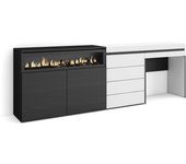 Amueblate online, aparador, con almacenamiento, dormitorio, habitación, chimenea eléctrica, cómoda, cajonera, tocador, blanco