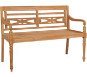 Banco batavia en teca maciza y cojín verde brillante 120 cm