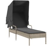 Tumbona | silla de jardín con capota ratán sintético gris claro cfw56334