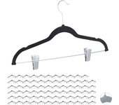 Relaxdays pack de 72 perchas ropa con pinzas y giro de 360º, metal, negro, 43 cm