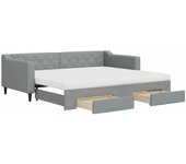 Sofá cama nido con cajones tela gris claro 90x200 cm