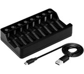 Aa recargable, cargador 8 ranuras 1.5v,1.2v nimh ni cd aa aaa tipo de batería - c (carga rápida usb, ranura separada)