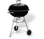 Barbacoa de carbón redonda con ruedas y parrilla de acero cromado original weber compact kettle - tamaño ø57 cm