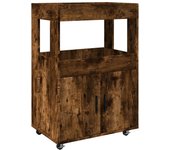 Carrito de bar madera de ingeniería roble ahumado 60x39,5x89 cm