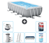 Paquete de piscina - intex - rectángulo - 400x200x100 cm + accesorios a2452