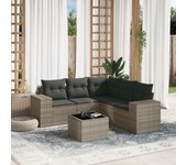 Conjunto de muebles de jardín vidaxl de 6 piezas con cojines grises de mimbre