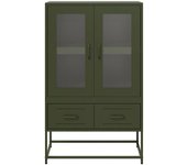 Aparador | aparador de comedor | armario de cocina de acero verde oliva 68x39x111,5 cm cfw59382