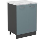 Vicco mueble bajo de cocina r-line, gris azulado, 80 cm et mármol