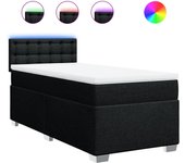 Cama somier tapizada con colchón de tela negra 90x190 cm
