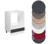 Vicco armario para horno empotrado r-line, hormigón negro, 60 cm et roble