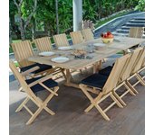 Conjunto de muebles de jardín de teca maciza málaga, 12 plazas