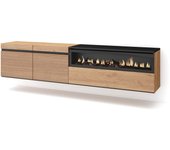 Amueblate online, mueble tv, televisión, muebles de salón, almacenaje, para tv hasta 80, chimenea eléctrica, colgado, suspendido, roble