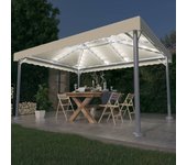 Cenador con guirnalda de luz led 4x3 m crema aluminio