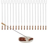 Relaxdays juego 18 pinchos barbacoa largos, acero inoxidable, 80 cm, plateado/natural