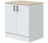 Mobelcenter - mueble bajo de cocina para fregadero, módulo bajo con 2 puertas, acabado color blanco brillo y roble canadian, 80cm x 60cm x 90cm(1540)