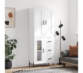 Aparador alto | aparador de comedor | armario de cocina madera contrachapada blanco 69,5x34x180 cm cfw87307