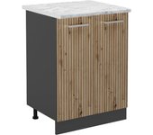 Vicco mueble bajo de cocina r-line, roble artesanal, 60 cm , et mármol